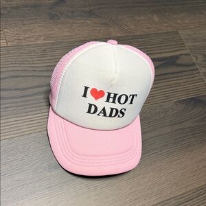 Pink and White 'I Love Hot Dads' Trucker Hat